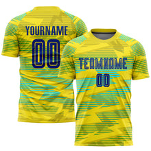 Загрузить изображение в средство просмотра галереи, Custom Gold Royal-Light Blue Away Sublimation Soccer Uniform Jersey