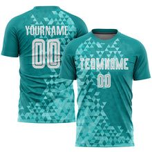 Charger l'image dans la galerie, Custom Teal White Third Sublimation Soccer Uniform Jersey