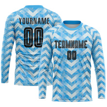 Загрузить изображение в средство просмотра галереи, Custom Light Blue Black-White Home Sublimation Soccer Uniform Jersey