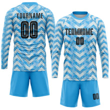 Загрузить изображение в средство просмотра галереи, Custom Light Blue Black-White Home Sublimation Soccer Uniform Jersey