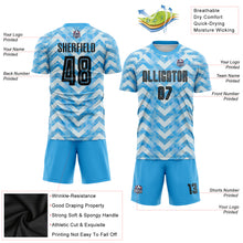 Загрузить изображение в средство просмотра галереи, Custom Light Blue Black-White Home Sublimation Soccer Uniform Jersey