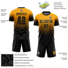 Load image into Gallery viewer, Custom Gold Black Sublimation Fade Fashion Soccer Uniform Jersey