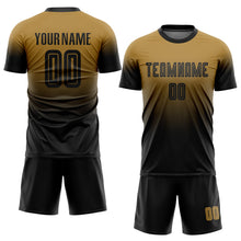 Charger l'image dans la galerie, Custom Old Gold Black Sublimation Fade Fashion Soccer Uniform Jersey