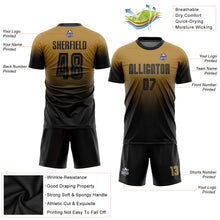 Charger l'image dans la galerie, Custom Old Gold Black Sublimation Fade Fashion Soccer Uniform Jersey