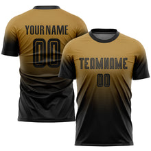 Charger l'image dans la galerie, Custom Old Gold Black Sublimation Fade Fashion Soccer Uniform Jersey