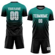 Загрузить изображение в средство просмотра галереи, Custom Aqua White-Black Sublimation Fade Fashion Soccer Uniform Jersey