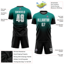 Загрузить изображение в средство просмотра галереи, Custom Aqua White-Black Sublimation Fade Fashion Soccer Uniform Jersey