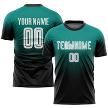Загрузить изображение в средство просмотра галереи, Custom Aqua White-Black Sublimation Fade Fashion Soccer Uniform Jersey