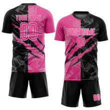 Загрузить изображение в средство просмотра галереи, Custom Graffiti Pattern Pink Black-White Scratch Sublimation Soccer Uniform Jersey