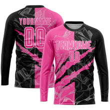 Загрузить изображение в средство просмотра галереи, Custom Graffiti Pattern Pink Black-White Scratch Sublimation Soccer Uniform Jersey