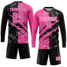 Загрузить изображение в средство просмотра галереи, Custom Graffiti Pattern Pink Black-White Scratch Sublimation Soccer Uniform Jersey