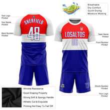 Laden Sie das Bild in den Galerie-Viewer, Custom Red White-Royal Sublimation Croatian Flag Soccer Uniform Jersey