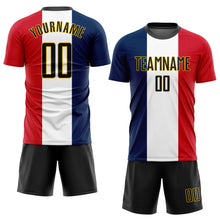 Charger l'image dans la galerie, Custom Navy Black White Red-Gold Sublimation French Flag Soccer Uniform Jersey