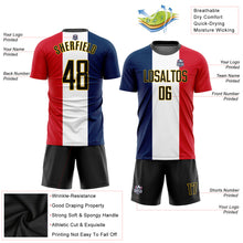 Charger l'image dans la galerie, Custom Navy Black White Red-Gold Sublimation French Flag Soccer Uniform Jersey