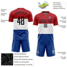 Laden Sie das Bild in den Galerie-Viewer, Custom Red Black White-Royal Sublimation Dutch Flag Soccer Uniform Jersey