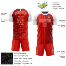 Load image into Gallery viewer, Custom Red Crimson-White Sublimation Swiss Flag Soccer Uniform Jersey