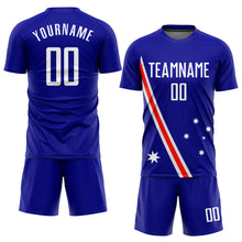 Laden Sie das Bild in den Galerie-Viewer, Custom Royal White-Red Sublimation Australian Flag Soccer Uniform Jersey