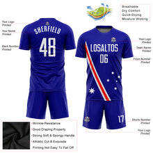 Laden Sie das Bild in den Galerie-Viewer, Custom Royal White-Red Sublimation Australian Flag Soccer Uniform Jersey