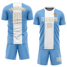 Загрузить изображение в средство просмотра галереи, Custom Light Blue White-Old Gold Sublimation Argentinian Flag Soccer Uniform Jersey