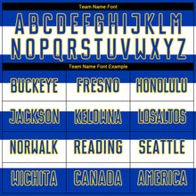 Load image into Gallery viewer, Custom White Royal-Gold Sublimation Uruguayan Flag Soccer Uniform Jersey