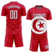 Загрузить изображение в средство просмотра галереи, Custom Red White-Black Sublimation Tunisian Flag Soccer Uniform Jersey