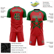 Load image into Gallery viewer, Custom Red Kelly Green-White Sublimation Moroccan Flag Soccer Uniform Jersey

