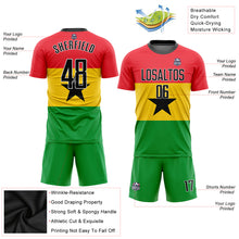 Charger l'image dans la galerie, Custom Red Black Gold-Kelly Green Sublimation Ghanaian Flag Soccer Uniform Jersey