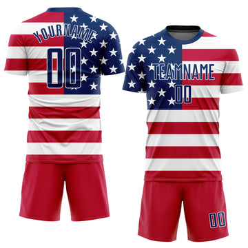 Custom Red Royal-White Sublimation American Flag Soccer Uniform Jersey