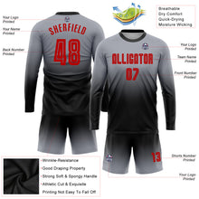 Загрузить изображение в средство просмотра галереи, Custom Gray Red-Black Sublimation Long Sleeve Fade Fashion Soccer Uniform Jersey