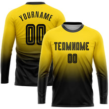 Charger l'image dans la galerie, Custom Gold Black Sublimation Long Sleeve Fade Fashion Soccer Uniform Jersey