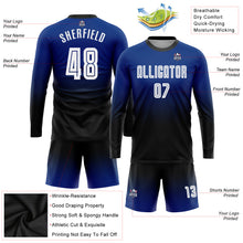 Загрузить изображение в средство просмотра галереи, Custom Royal White-Black Sublimation Long Sleeve Fade Fashion Soccer Uniform Jersey