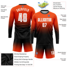 Загрузить изображение в средство просмотра галереи, Custom Orange White-Black Sublimation Long Sleeve Fade Fashion Soccer Uniform Jersey