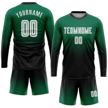 Charger l'image dans la galerie, Custom Kelly Green White-Black Sublimation Long Sleeve Fade Fashion Soccer Uniform Jersey