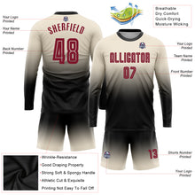 Загрузить изображение в средство просмотра галереи, Custom Cream Crimson-Black Sublimation Long Sleeve Fade Fashion Soccer Uniform Jersey