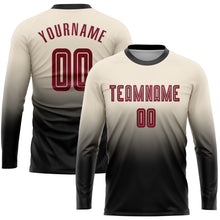 Загрузить изображение в средство просмотра галереи, Custom Cream Crimson-Black Sublimation Long Sleeve Fade Fashion Soccer Uniform Jersey