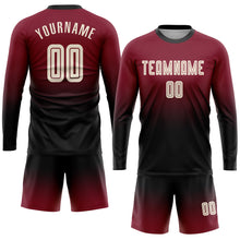 Charger l'image dans la galerie, Custom Crimson Cream-Black Sublimation Long Sleeve Fade Fashion Soccer Uniform Jersey