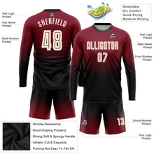 Charger l'image dans la galerie, Custom Crimson Cream-Black Sublimation Long Sleeve Fade Fashion Soccer Uniform Jersey