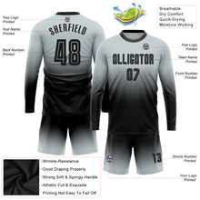 Charger l'image dans la galerie, Custom Silver Black Sublimation Long Sleeve Fade Fashion Soccer Uniform Jersey