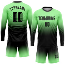 Charger l'image dans la galerie, Custom Pea Green Black Sublimation Long Sleeve Fade Fashion Soccer Uniform Jersey