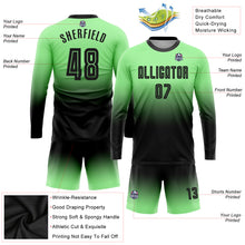 Charger l'image dans la galerie, Custom Pea Green Black Sublimation Long Sleeve Fade Fashion Soccer Uniform Jersey