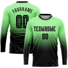 Charger l'image dans la galerie, Custom Pea Green Black Sublimation Long Sleeve Fade Fashion Soccer Uniform Jersey