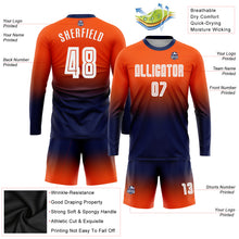 Charger l'image dans la galerie, Custom Orange White-Navy Sublimation Long Sleeve Fade Fashion Soccer Uniform Jersey