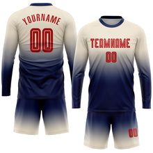 Charger l'image dans la galerie, Custom Cream Red-Navy Sublimation Long Sleeve Fade Fashion Soccer Uniform Jersey