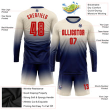 Charger l'image dans la galerie, Custom Cream Red-Navy Sublimation Long Sleeve Fade Fashion Soccer Uniform Jersey