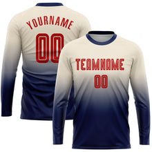 Charger l'image dans la galerie, Custom Cream Red-Navy Sublimation Long Sleeve Fade Fashion Soccer Uniform Jersey