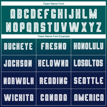 Load image into Gallery viewer, Custom Teal White-Navy Sublimation Long Sleeve Fade Fashion Soccer Uniform Jersey