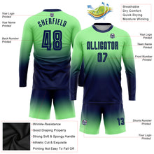Charger l'image dans la galerie, Custom Pea Green Navy Sublimation Long Sleeve Fade Fashion Soccer Uniform Jersey