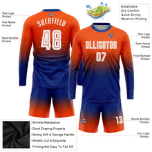 Charger l'image dans la galerie, Custom Orange White-Royal Sublimation Long Sleeve Fade Fashion Soccer Uniform Jersey