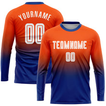 Charger l'image dans la galerie, Custom Orange White-Royal Sublimation Long Sleeve Fade Fashion Soccer Uniform Jersey
