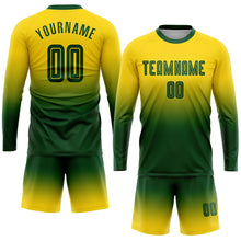 Charger l'image dans la galerie, Custom Gold Green Sublimation Long Sleeve Fade Fashion Soccer Uniform Jersey